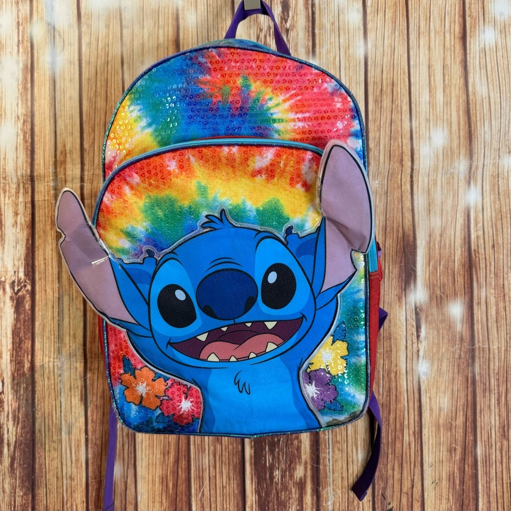 Disney Kids Lilo & Stitch Multicolor Tie Dye Sequins School Backpack